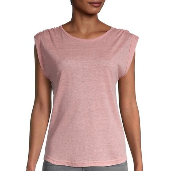Frame Denim Slouchy Sleeveles Organic Linen Peony Pink Tank Top Tee - Picture 1 of 8